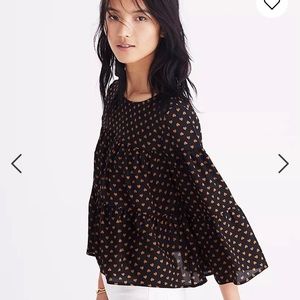 Madewell silk heart tiered top XS